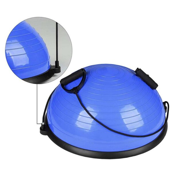 Fitness egyensúlyabda szalagokkal és pumpával, 200 kg, 57x25 cm, kék - Image 9