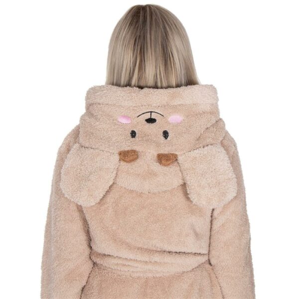 Női térdig érő fürdőköpeny, füles kapucni, L/XL méret, bézs - Image 7