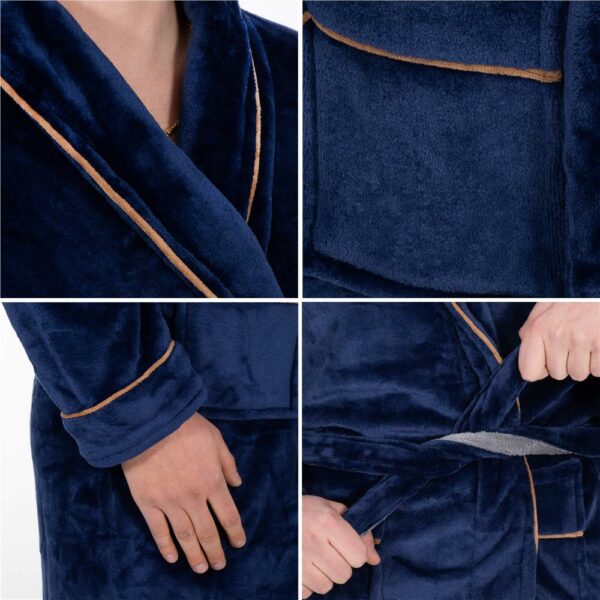 Térdig érő férfi fürdőköpeny, L/XL méret, sötétkék - Image 10