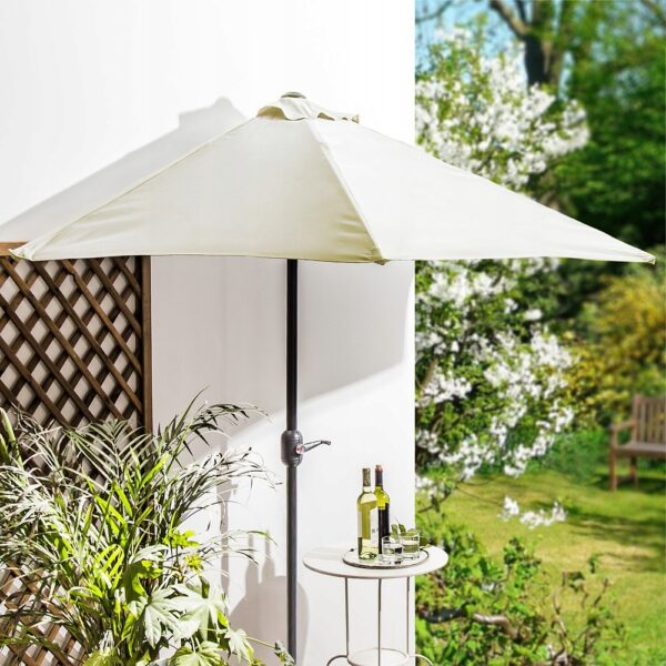 Umbrela de balcon pentru perete, jumatate, cu manivela, 270cm, bej - Image 9