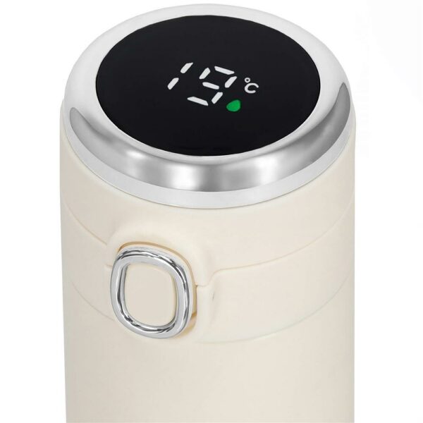 Okos termosz bögre, rozsdamentes acél, LED kijelző, hőmérséklet kijelző, 420ml, 20cm, krém - Image 9