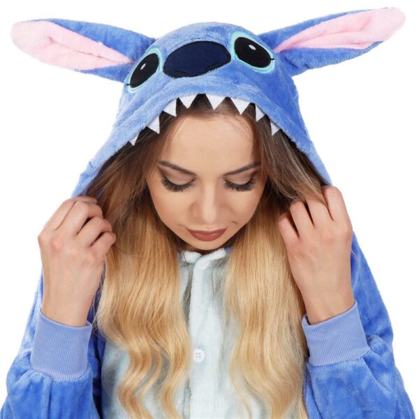 Pijama tip salopeta pentru adulti, model Stitch, marime S - Image 10