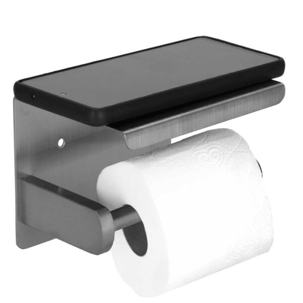 Acél WC-papír tartó tárolópolccal, rögzítőrendszerrel, 13,5 cm, fényes ezüst - Image 13