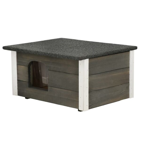 Cusca din lemn pentru caini de talie mica, izolata cu polistiren, capac cu balamale, 56x46x30cm, gri - Image 9