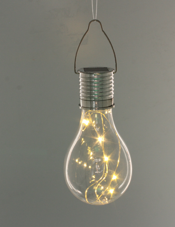 LED napelemes lámpa, klasszikus izzós modell, IP44 kültéri használatra, 7,5cm, meleg fény - Image 9