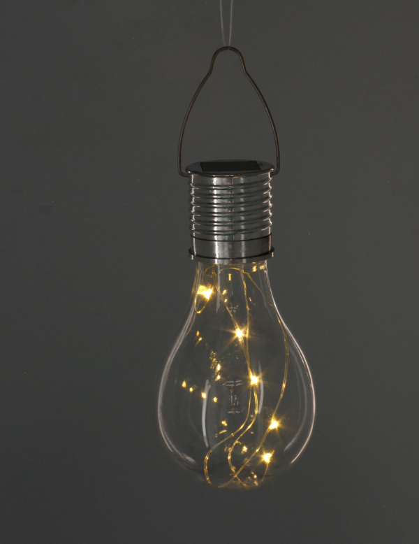 LED napelemes lámpa, klasszikus izzós modell, IP44 kültéri használatra, 7,5cm, meleg fény - Image 10