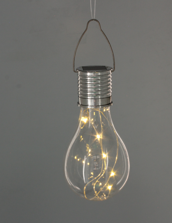 LED napelemes lámpa, klasszikus izzós modell, IP44 kültéri használatra, 7,5cm, meleg fény - Image 11