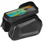 Kerékpártáska, vízálló, telefontokkal, rúdra rögzíthető, 20x17x15cm