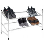 Kihúzható cipős szekrény 2 polccal, 62-115cm, króm