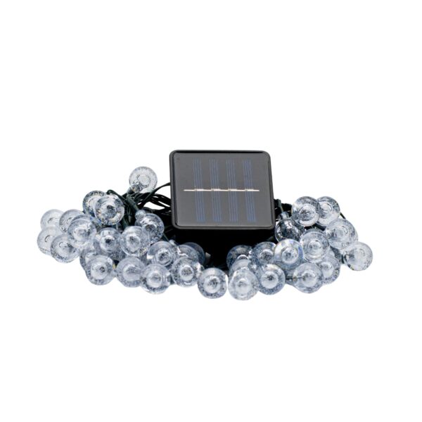 Fényfüzér, LED, Buborék modell, 50 izzó, 935 cm, napelemes töltés, meleg fehér fény - Image 8