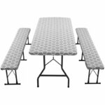 Husa pentru set mobilier gradina, 1 masa si 2 banci, impermeabila, 76x183cm, gri