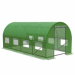 Kerti üvegház, alagút típusú fémvázas, 300x600cm, zöld, 18 nm (kiegészítő szellőzés)