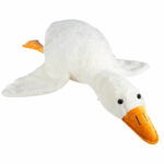 Goose plüss játék, párna típusú, mosható, hipoallergén töltelék, gyerekeknek és felnőtteknek, 130 cm, fehér-narancssárga