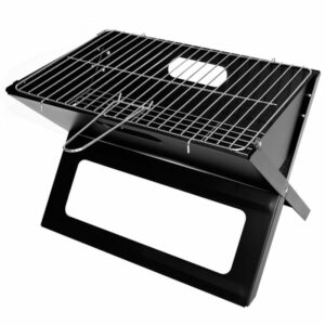 Összecsukható asztali grill, acél krómozott tálcával, 46x31x29cm, fekete