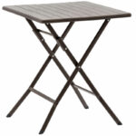 Összecsukható műanyag asztal, kertbe vagy erkélyre, 62x62x73cm, barna fautánzat