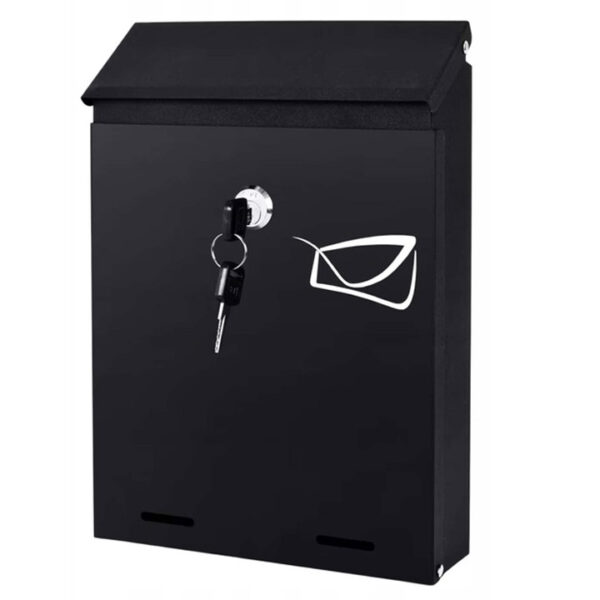 Cutie postala de exterior, pentru gard sau perete, din otel zincat, cu incuietoare, 26x6x19cm, gri inchis - Image 2