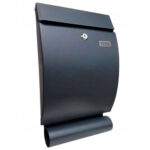 Kültéri postaláda, kerítéshez vagy falhoz, horganyzott acélból, zárral, 41x8x25cm, sötétszürke