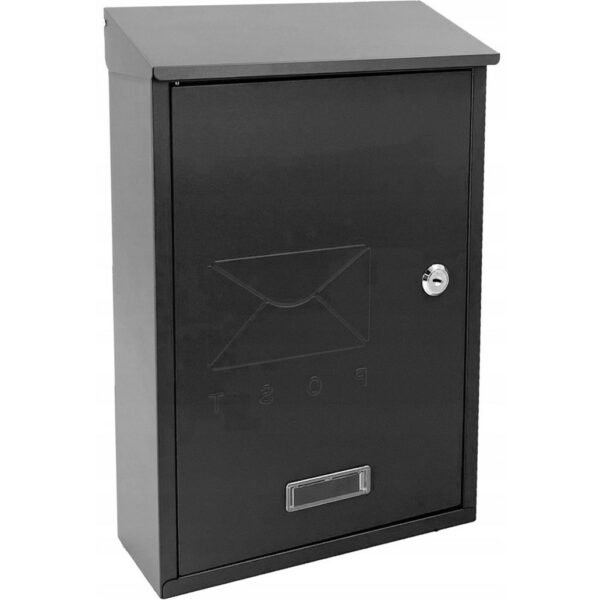 Kültéri postaláda, kerítéshez vagy falhoz, horganyzott acélból, zárral, 38x10x25cm, sötétszürke