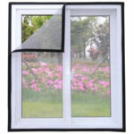 Szúnyogháló, ablakhoz, tépőzáras rögzítés, állítható méret, 150x180cm, fekete