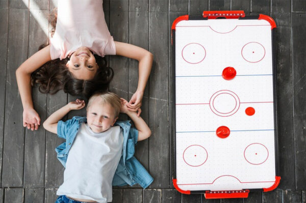 Air Hockey asztali játék, gyerekeknek, 2 korong és 2 bot, 85x42x23cm - Image 2