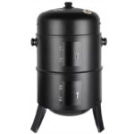 Fém faszén grill, 3 szinten zárva, fedéllel és hőmérővel, 80x44x38cm