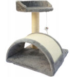 Játszókészlet macskáknak, fekhellyel és kaparóval, labdával, 43 cm, szürke