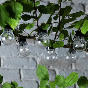 Fényfüzér, LED, Rona modell, 10 izzós, 380cm, napelemes töltés, meleg fehér fény