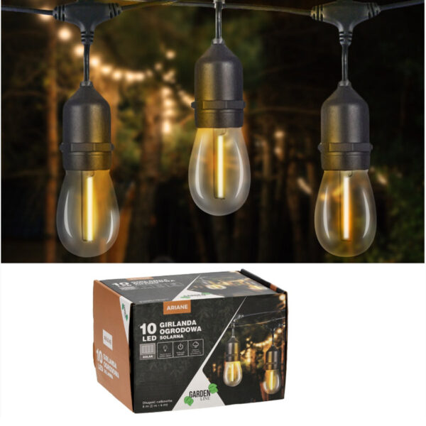 Fényfüzér, LED, Ariane modell, 10 izzó, 600cm, napelemes töltés, meleg fehér fény - Image 11
