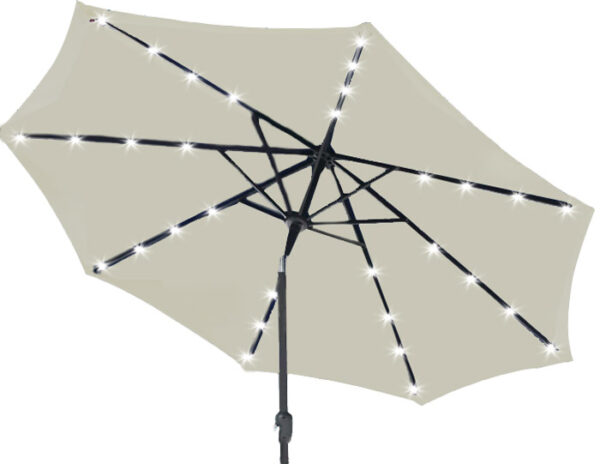 Umbrela terasa gradina, cu inclinare si husa, iluminare LED solara, 300cm, Bej - Image 2