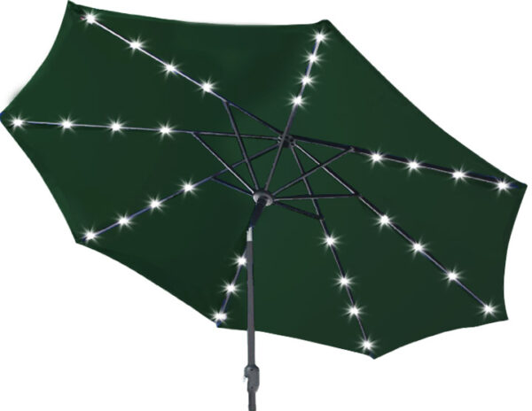 Umbrela terasa gradina, cu inclinare si husa, iluminare LED solara, 300cm, Verde - Image 3