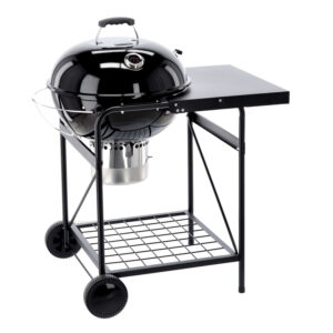 Faszén acél grill, hamutartóval, fedél hőmérővel, 90x71x111cm