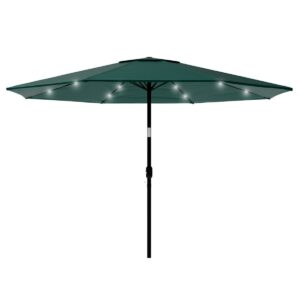 Umbrela terasa gradina, cu inclinare si husa, iluminare LED solara, 300cm, Verde