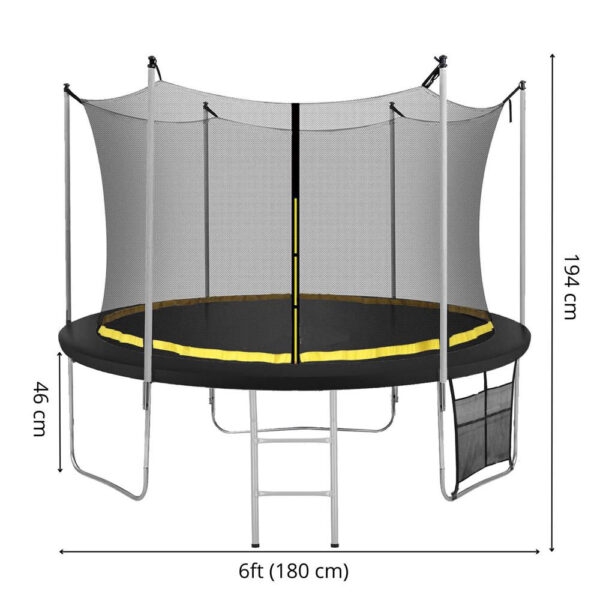 Trambulina Black, cu scara si plasa de protectie interioara, 180 cm, 120kg - Image 14
