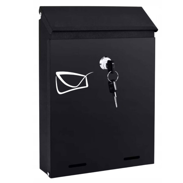 Cutie postala de exterior, pentru gard sau perete, din otel zincat, cu incuietoare, 26x6x19cm, gri inchis