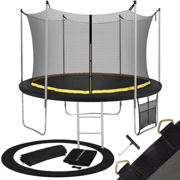 Trambulina Black, cu scara si plasa de protectie interioara, 180 cm, 120kg - Image 2
