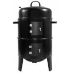 Gratar metalic pe carbuni, inchis pe 3 nivele, cu capac si termometru, 83x40x38cm