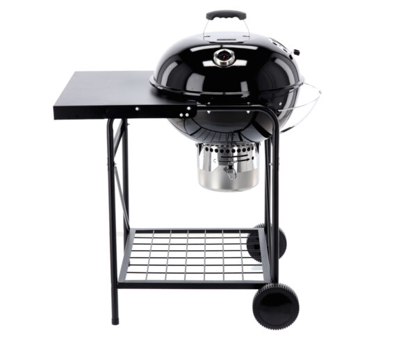 Faszén acél grill, hamutartóval, fedél hőmérővel, 90x71x111cm - Image 2