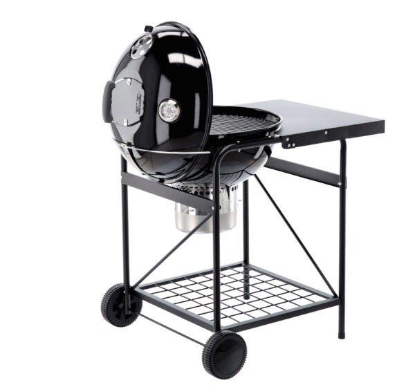 Faszén acél grill, hamutartóval, fedél hőmérővel, 90x71x111cm - Image 5