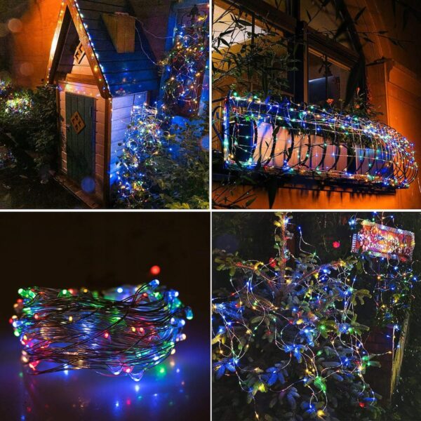 Fényfüzér napelemes töltéssel, 200 LED, 22 méter, 8 funkciós, sokszínű - Image 7