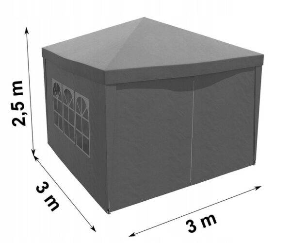 Cort pavilion de gradina pliabil automat pop-up, impermeabil, cu 4 pereti laterali, 300x300cm, gri - Image 11