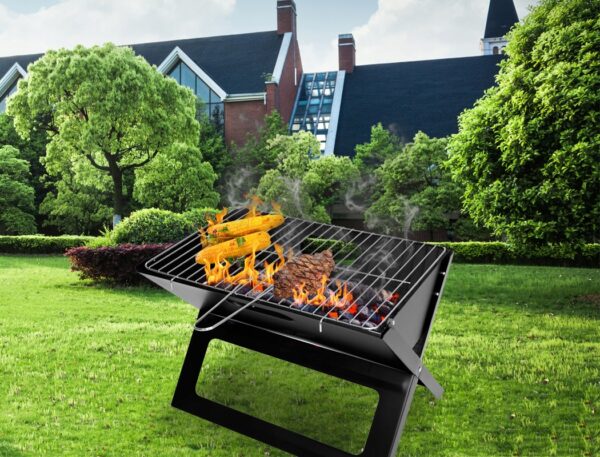 Összecsukható asztali grill, acél krómozott tálcával, 46x31x29cm, fekete - Image 2