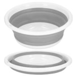 Összecsukható lavór, kerek, műanyagból és szilikonból, 37x15cm, 9 literes, szürke