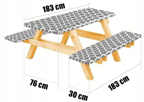 Husa pentru set mobilier gradina, 1 masa si 2 banci, impermeabila, 76x183cm, gri - Image 2