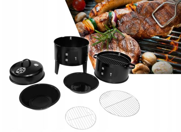 Gratar metalic pe carbuni, inchis pe 3 nivele, cu capac si termometru, 83x40x38cm - Image 2