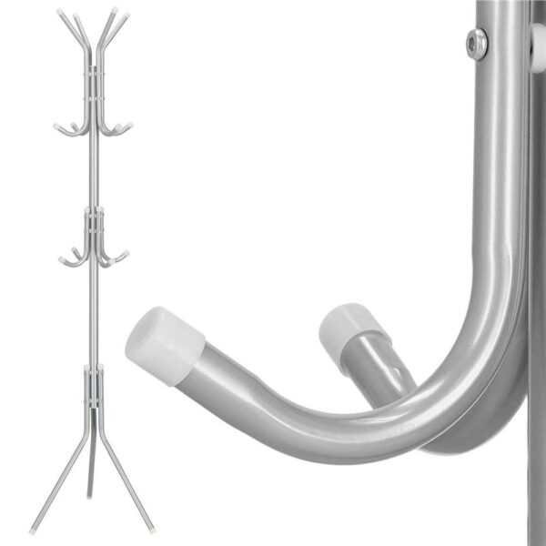 Ruhaakasztó, fa típusú, 12 akasztóval, 173 cm, szürke - Image 2