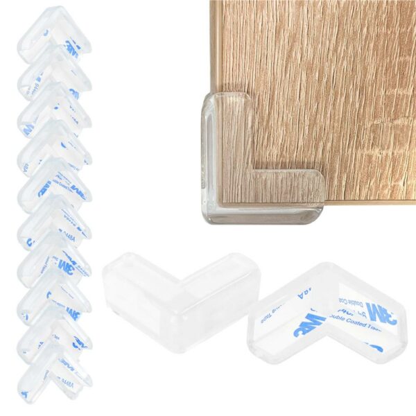 Set 10 protectii colturi pentru siguranta copii, drepte, 40x15mm, silicon, transparent - Image 2