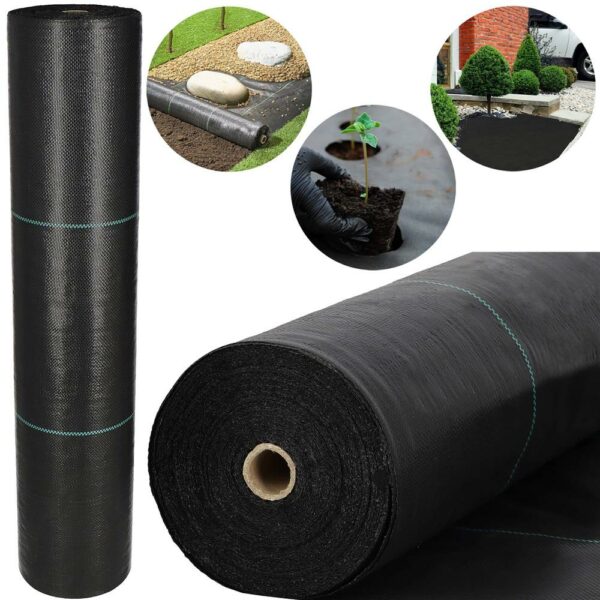Folie agrotextil, mulcire, antiburuieni, filtru UV, 100 x 0.8metri, 90g/m2, negru - Image 2