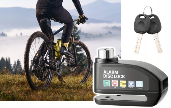 Antifurt cu alarma pentru disc frana bicicleta, impermeabil, sonor puternic 110 db - Image 2