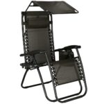 Sezlong pliabil cu parasolar si suport pahare, 77x110x175cm, maro