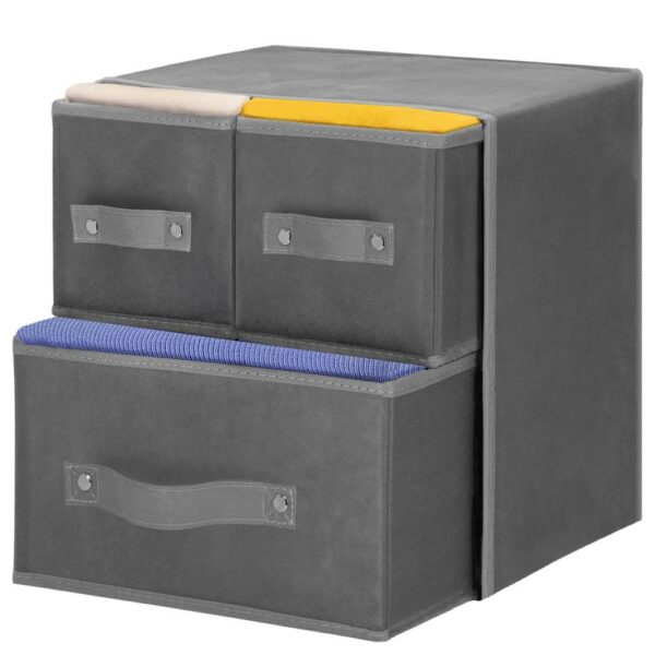 Organizator dulap tip lada cu 3 sertare, 31x31x22cm, gri - Image 2